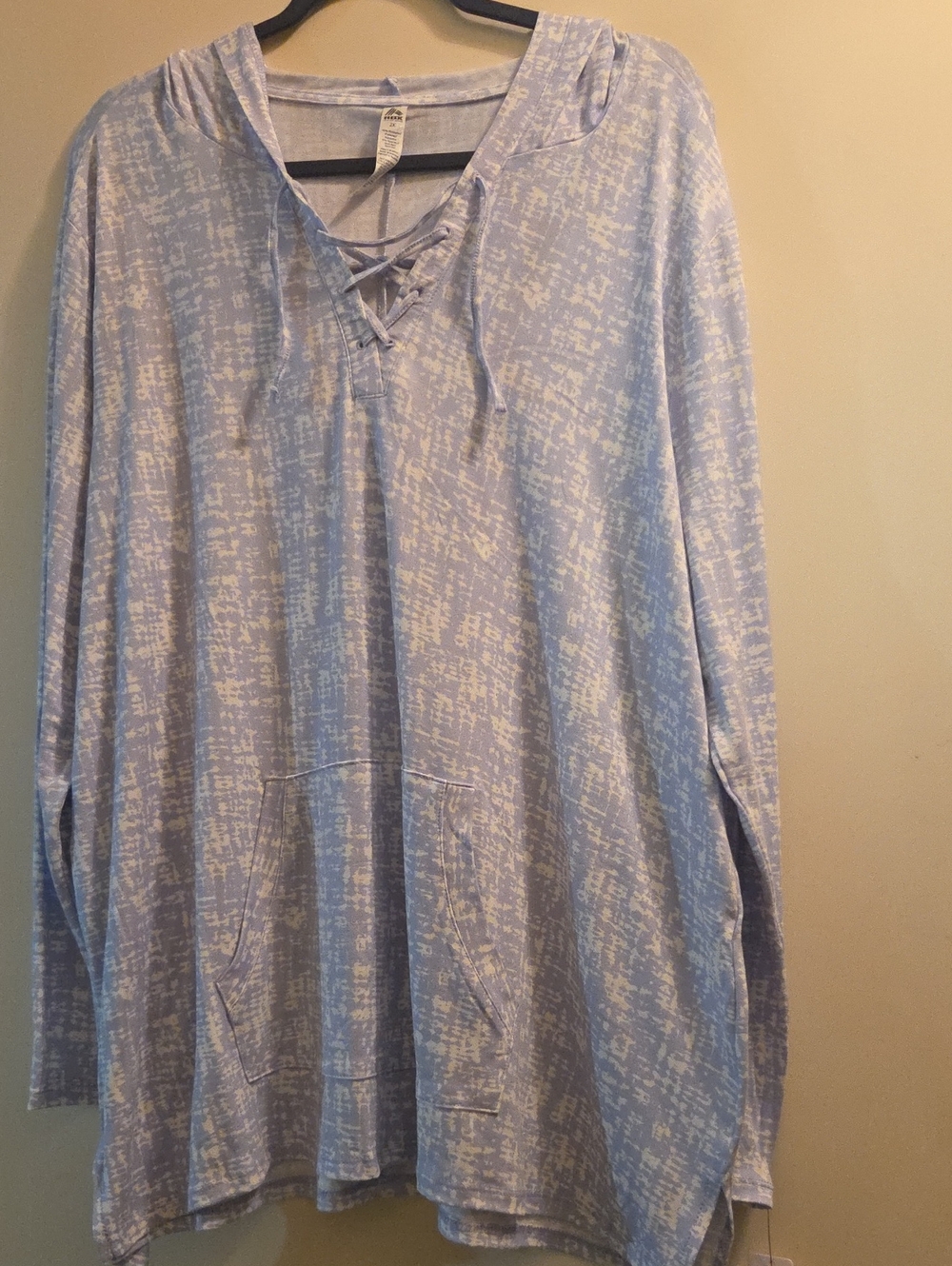 RBX Light Blue White Lace-Up Hooded Pullover